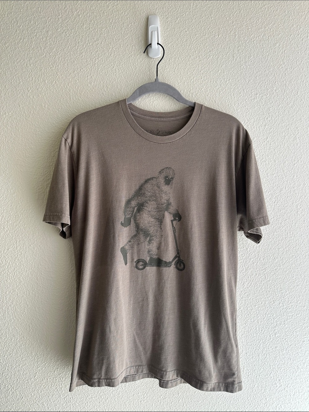 Story Spark | Scooter Riding Bigfoot Graphic Tee | Mens L